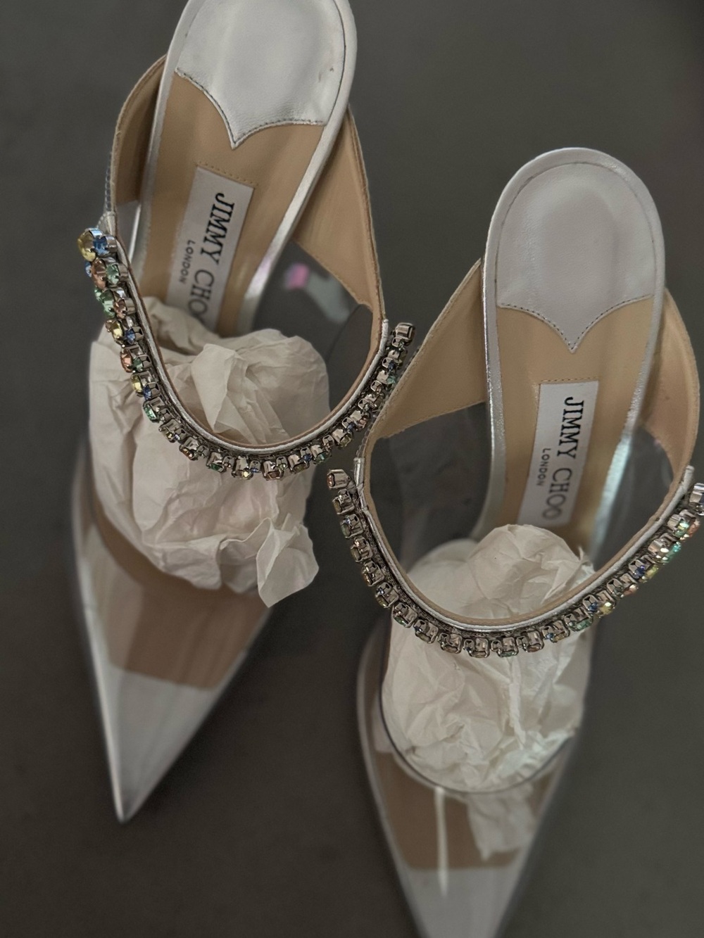 Jimmy Choo Bing 100 Pointed-Toe Heels with Crystal-Embellished Straps - Picture 4 of 5